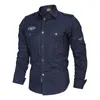 Chemises décontractées pour hommes Militaire Hommes Col Turndown Twill Pur Coton Randonnée en plein air Trekking Vêtements 2022 Vêtements d'extérieur