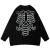 Suéteres de los hombres High Street Hip Hop de punto Hombres Harajuku Vintage Skeleton Heart Graphic Jumper Oversized Casual Pullovers Unisex Otoño 220930