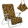 Campa a cadeira com estampa de leopardo capa de praia curta de tamanho pequeno com toalha de braço de microfibra de verão 150x73cm