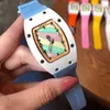 Cotton Candy Personality Dial Ceramic Womens Watch Simple Trend Temperament Square Sports Mechanical 0i36