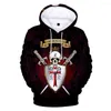 Bluzy męskie 2022 Knights Templar 3D Mężczyźni/Kobiety Autumn Fashion Osobowość Klasyczna wyobraźnia zabawne bluzy