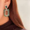 Hoop oorbellen Vintage Green Square Pendant vrouwen hoogwaardige steen luxe sieraden 2022 cadeau diner accessoires persoonlijkheid