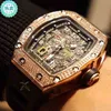 시계 손목 시계 디자이너 럭셔리 남성 역학 시계 Richa Milles Wristwatch 배럴 RM030 시리즈 2824 자동 기계식 풀 디아몬 U8ve
