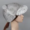 Casquettes de baseball 2022 mode femmes russes véritable fourrure naturelle Bomber chapeaux hiver dame chaud moelleux chapeau bonne qualité