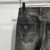 Denim Amiirs Jeans Designer Pants Man Fall Fashion Brand Am Distressed Cashew Flower Patch Damaged Slim Fit Small Feet Elastic Mens JD73