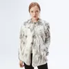 Women Fur Faux Ethel Anderson Real Farm Rabbit Coat Kobiet w paski luksusowy parkas ślub 68 cm Kobieta zima 220929