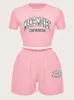 Kvinnors träningsdräkter Brev Biker Shorts Two Piece Set Women Summer Tracksuit Outfit Y2K Crop Top High Midist Sports Suit Streetwear 2 Piece Female 220929