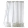 Cortinas de chuveiro Ruffles de renda branca sólida Cortina Fashion Europa Banho à prova d'água de poliéster com ganchos de níquel para decoração do banheiro