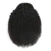 Afro Curly DrawString Human Hair Ponytail 10a Natural Black Extension för kvinnor 100% Virgin Brasilian Hair Clip Ins