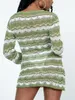 Casual Dresses Women s Hollow Out Sticked Dress Y2K L￥ng￤rmad virkning Knytning Bindas upp backless Mini Cover Beach