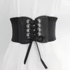 Riemen korset punk zwart brede tailleband afslank lichaam voor vrouwen elastische hoge taille riem cinto sobretudo feminin ceinture
