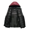 温かい厚いパーカージャケットメンソリッドパッチワークウィンドブレイカーフード付きボンバージャケット2022冬の新しい男性カジュアルアウトウェアコート服