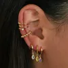 Boucles d'oreilles créoles Design boucle d'oreille en acier inoxydable pour femmes minuscule goutte d'eau multicolore zircone Cartilage mode Piercing bijoux