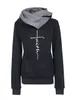 Kvinnors hoodies tröjor Autumn Winter Women Faith broderad tröja Långärmad tröjor Jul Casual Warm Hooded Tops 220930