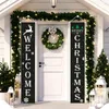Party Decoration 2PCS Christmas Pography Backdrops Snowman Santa Hanging Couplet Banner Door Curtain Birthday Babyshower 2022