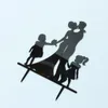 Party Supplies Custom Acrylic Happy Family Silhouette med 2 barn bröllopstårta topper brud och brudgumdekoration