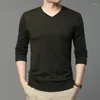 Herrtr￶jor MLSHP Wool Spring Autumn Men's Luxury Long Sleeve V Neck Solid Color Coman Computer Stickovers Male