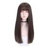 ロングヘアウィッグヘッドカバーブラックストレートナチュラルエアバング卸売