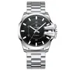 lmjli - Mens mechanical watch 46mm luminous business watches stainless steel wristwatch