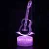 3D Light Base Music Design Guitare Piano Batterie LED Lumières Lampes de nuit 16 couleurs avec câble USB à distance