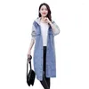 Trench feminina Coats femininos Capuz de moletom de jeans de jeans de jeaat Mulheres Mulheres Spring Outono Windbreaker Coat 2022 Loose Breakventted