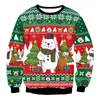 Erkek kazakları çirkin Noel yeşil jumperlar 3d komik baskılı tatil partisi Noel için sweatshirt 220930