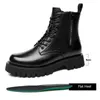 Botas 8 cm de altura crescente masculina plataforma inverno zíper pele alta bota masculina de couro sapatos elevadores outono