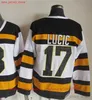 Фильм CCM Vintage Hockey 33 Zdeno Chara Jerseys сшил 24 Терри О'Рейли 17 Милан Люцик Джерси Черный белый 75 -й желтые мужчины Ретро