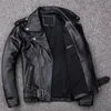 Heren leer faux lente klassieke motorfiets schuine rits jassen mannen natuurlijke kalfshuid dikke slanke koeienhuid moto biker man 220930