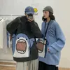 Мужские свитеры водолазки Shark Sweater Winter Patchwor Harajuku в корейском стиле высокая шея Негабаритная серая палочка для одежды 220930