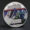 5pcs /مجموعة الهدية الخمسين الذكرى السنوية لقمر القمر ، والعملة التذكارية ، هدية قابلة للتحصيل ملونة Apollo 11 مطلي بالفضة