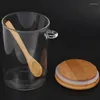 Bouteilles de stockage Pot en verre alimentaire Récipient scellé transparent avec couvercle et cuillère pour la conservation du thé en vrac, du sel, du sucre et des grains de café