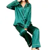 Домашняя одежда Женщины пижама для сна 2022 Весеннее длинное рукав Mujer Pijamas Сексуальная ночная одежда 2 % шелковые атласные пижамы