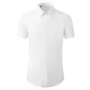 Men's Casual Shirts Minglu Summer Cotton Male Luxury Solid Color Short Sleeve Simple Mens Dress Fashion Slim Fit Party Man 4XL