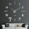 Horloges murales grandes horloge moderne pour vide facile à assembler une taille réglable diy bricolage 3d miroir autocollant décor de salon