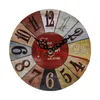 壁時計1 PC木製時計サイレントノンチック素朴なランドリールームアラビアの数字が装飾のためにぶら下がっています
