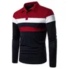 Herrpolos herr casual skjortor l￥ng ￤rm varm stretch smal grundskjorta randig tryck s -2xl