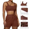 Trajes de mujer SFIT Casual Sólido Ropa deportiva Conjuntos de dos piezas Mujeres Crop Top y pantalones cortos con cordón Conjunto de juego Trajes de Athleisure de verano 220929