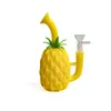 Home Garden pineapple unique shape silicone hand pipe with glass hot sales smoking water pipes bong colorful and metal dab tool