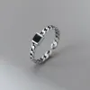 Cluster Rings Solid 925 Sterling Silver Retro Black Stone For Women Simple Trendy Anillos Party Gifts Accessories