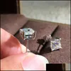 Stud Stud Eternal 925 Sterling Sier Orecchini Classic Square 6Mm Natural Gemstone Wedding Per le donne Gioielli Ten Colorsstud Dro Bdesybag Dhmic