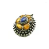 Pendant Necklaces Tibetan Copper Inlay Tiger Eye Egg Beads Flower Vintage Jewelry Multi Stone TBP260