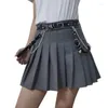 Belts Punk Chain Belt 105CM Adjustable Black Leather Buckle Metal Waist Strap Street Decorative Waistband For Skirts