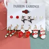 6 pairs New Design Christmas Dangle Earring Trendy Xmas Tree Brown Elk Snowman Santa Claus Earrings Hot Christmas Gifts For Women