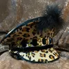 Berretti Moda Donna Piuma Capitano Cappello Sposa Leopardo Ottagonale Sergente Addio al nubilato Festa Compleanno Parte