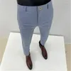 Trajes de hombre Vintage Plaid Hombres Traje Pantalones Slim Flaco Diseñador Pantalones Hasta el tobillo Casual Pantalon Homme Ropa social Estilo coreano