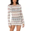 Casual Dresses Women s Hollow Out Sticked Dress Y2K L￥ng￤rmad virkning Knytning Bindas upp backless Mini Cover Beach