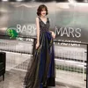 Ethnic Clothing V-NECK Sexy Lady Cheongsam Exquisite Crystal Maxi Mesh Qipao Charming Princess Dress Gown Sparkly Stylish Evening Party