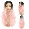 Gradient Pink Synthetic Wigs Long Curly Hair Female Factory Wholesale