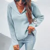 Camisolas femininas Hirigin Fashion Fashion 2022 Soft One Tamanho Jumper Logo Fit Woman Pullous Turndown Collar Slave Longs Bege Ladies